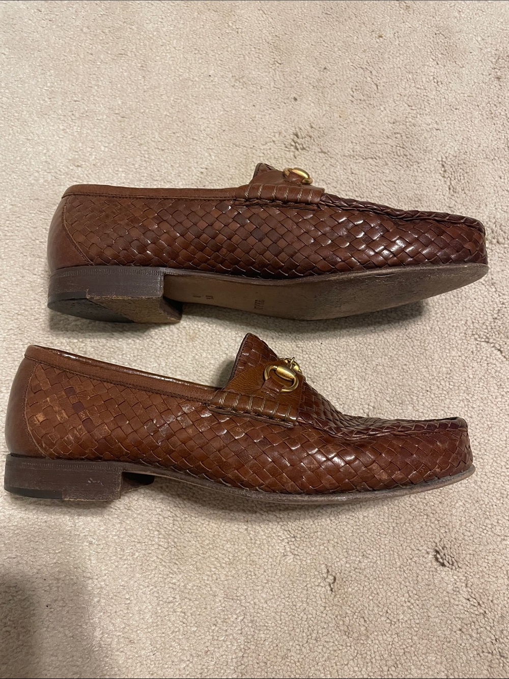 EUC Vintage Gucci brown woven leather loafers - Picture 6 of 10